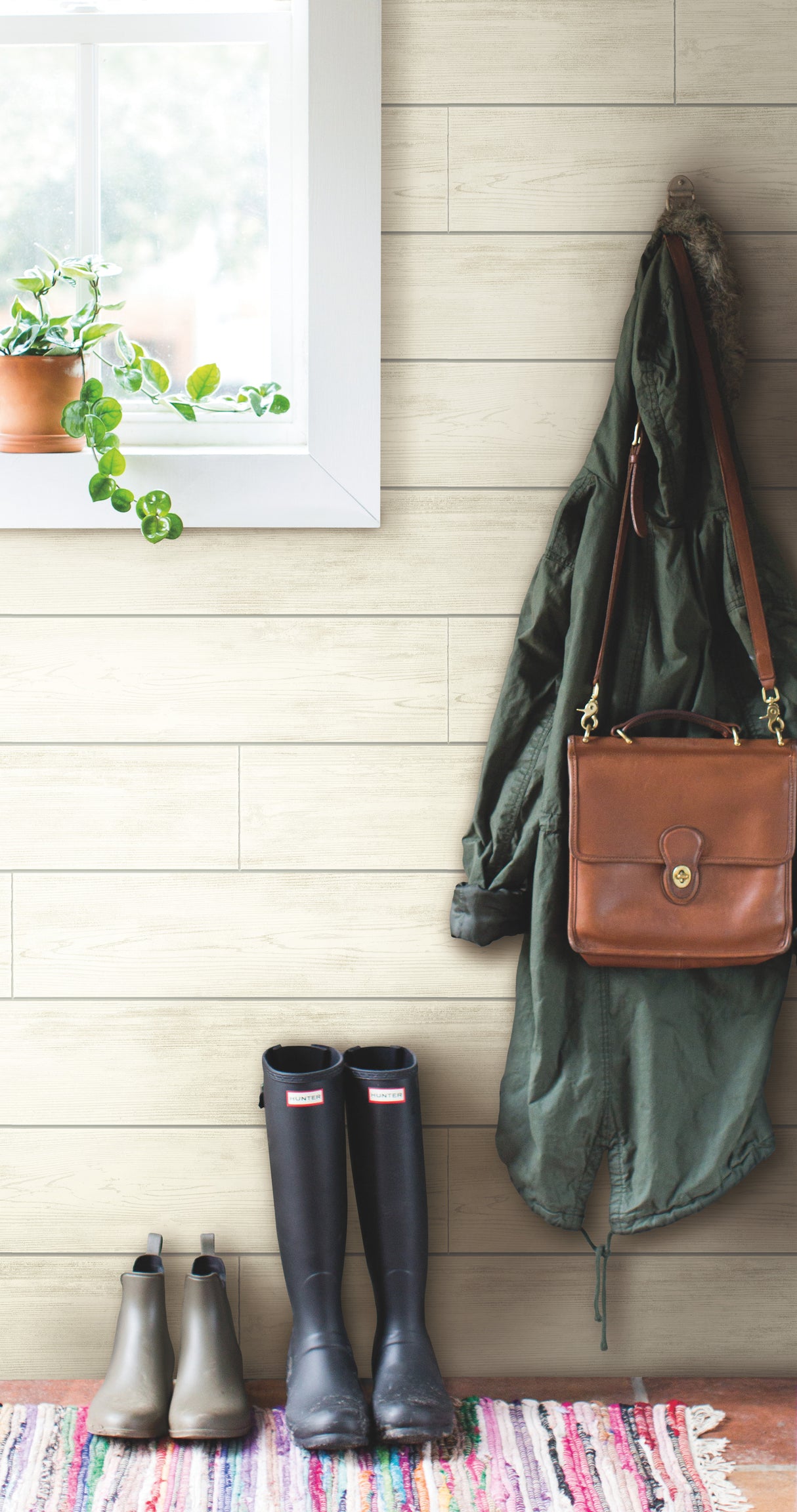 York MH1559 Shiplap Grey & Off White Wallpaper