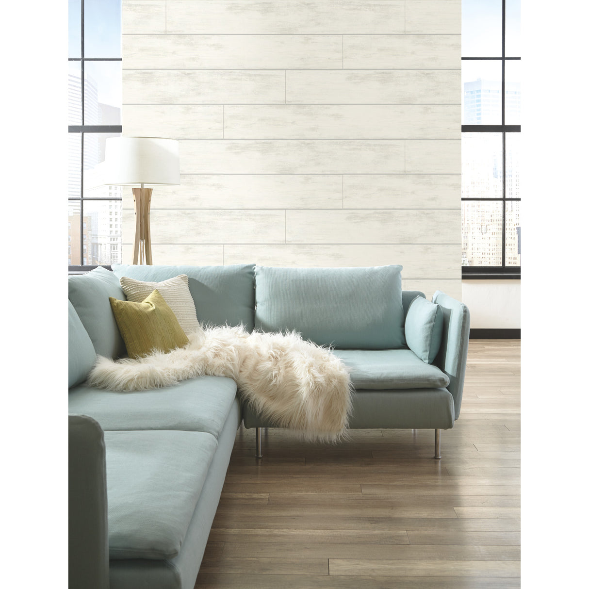 York MH1560 Shiplap White & Grey Wallpaper