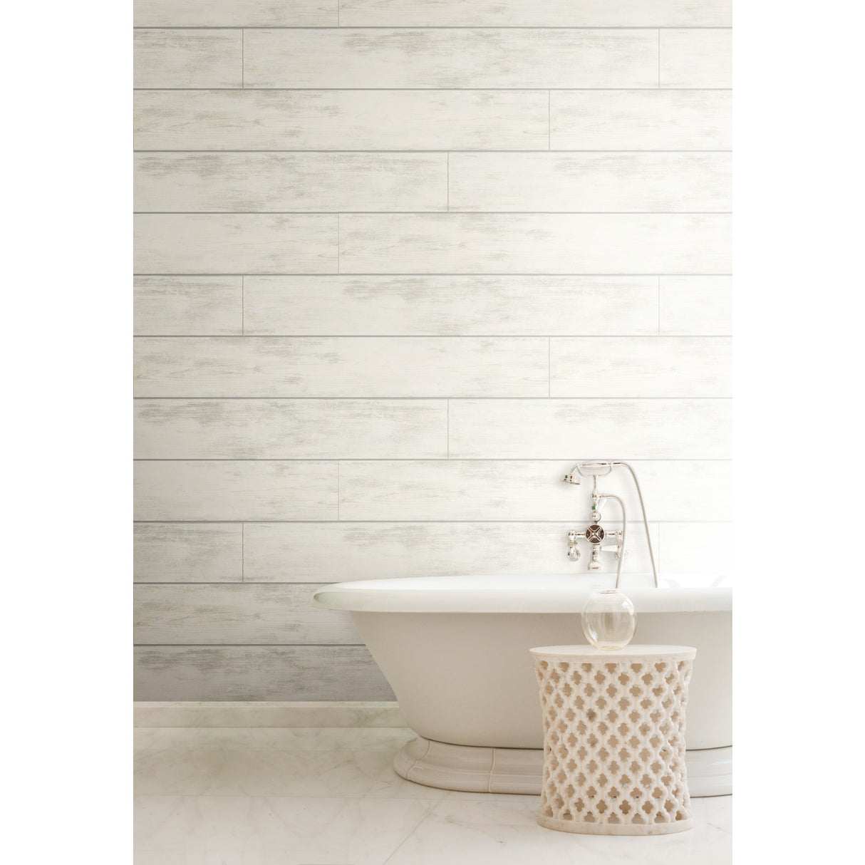 York MH1560 Shiplap White & Grey Wallpaper