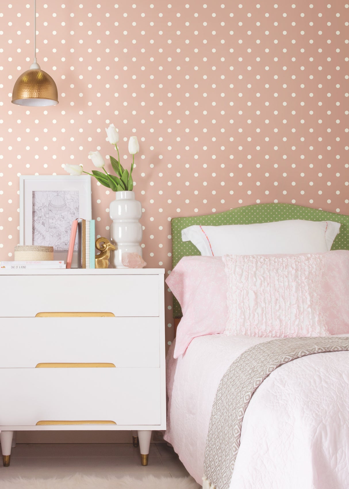 York MH1574 Dots on Dots White & Pink Wallpaper