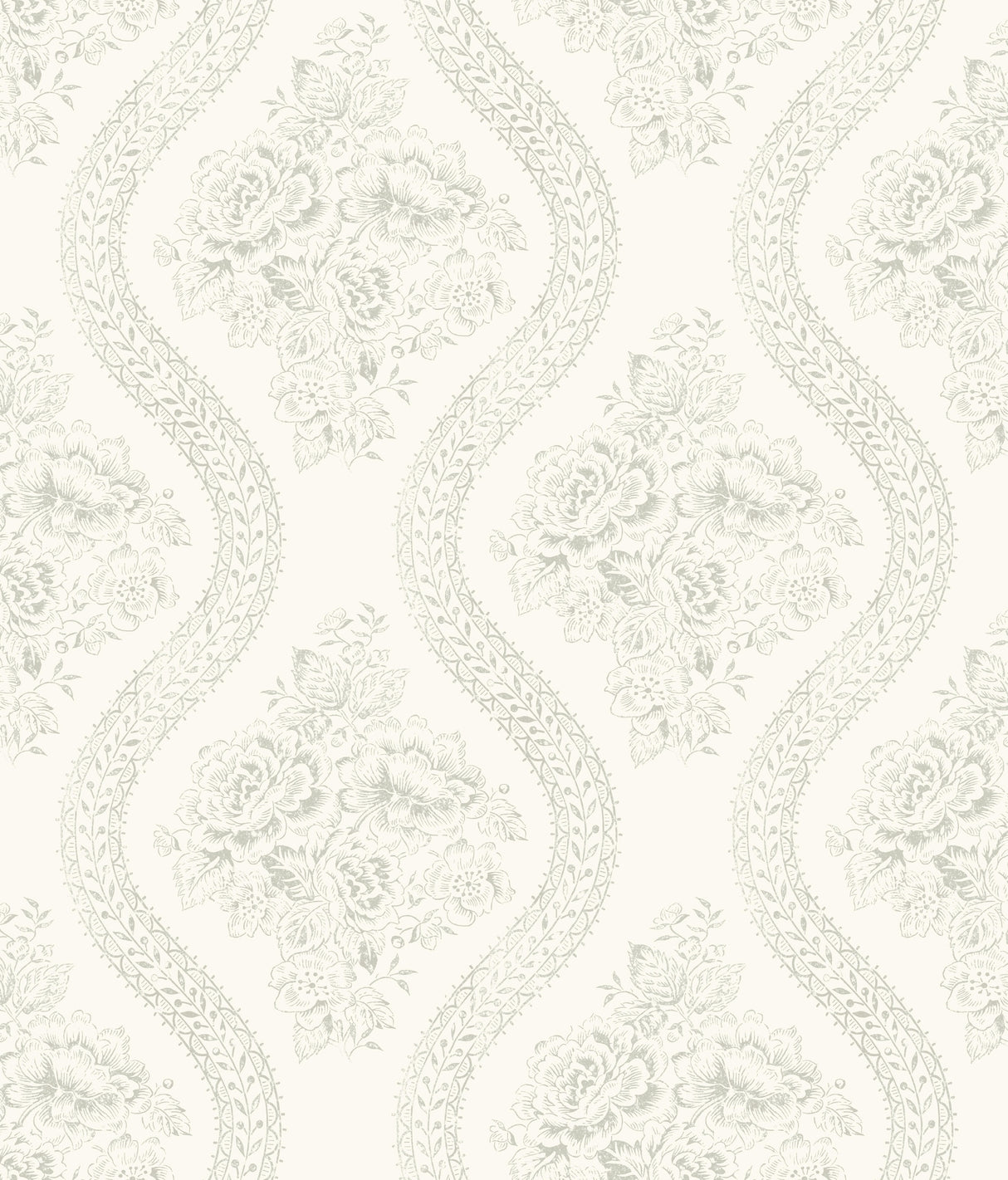 York MH1595 Coverlet Floral Grey & Off White Wallpaper