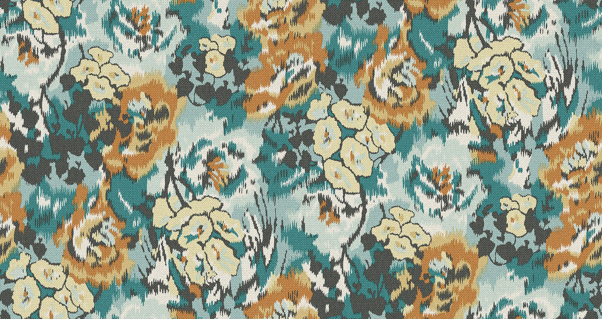 York MI10301 Flower Pot Teal & Orange Wallpaper