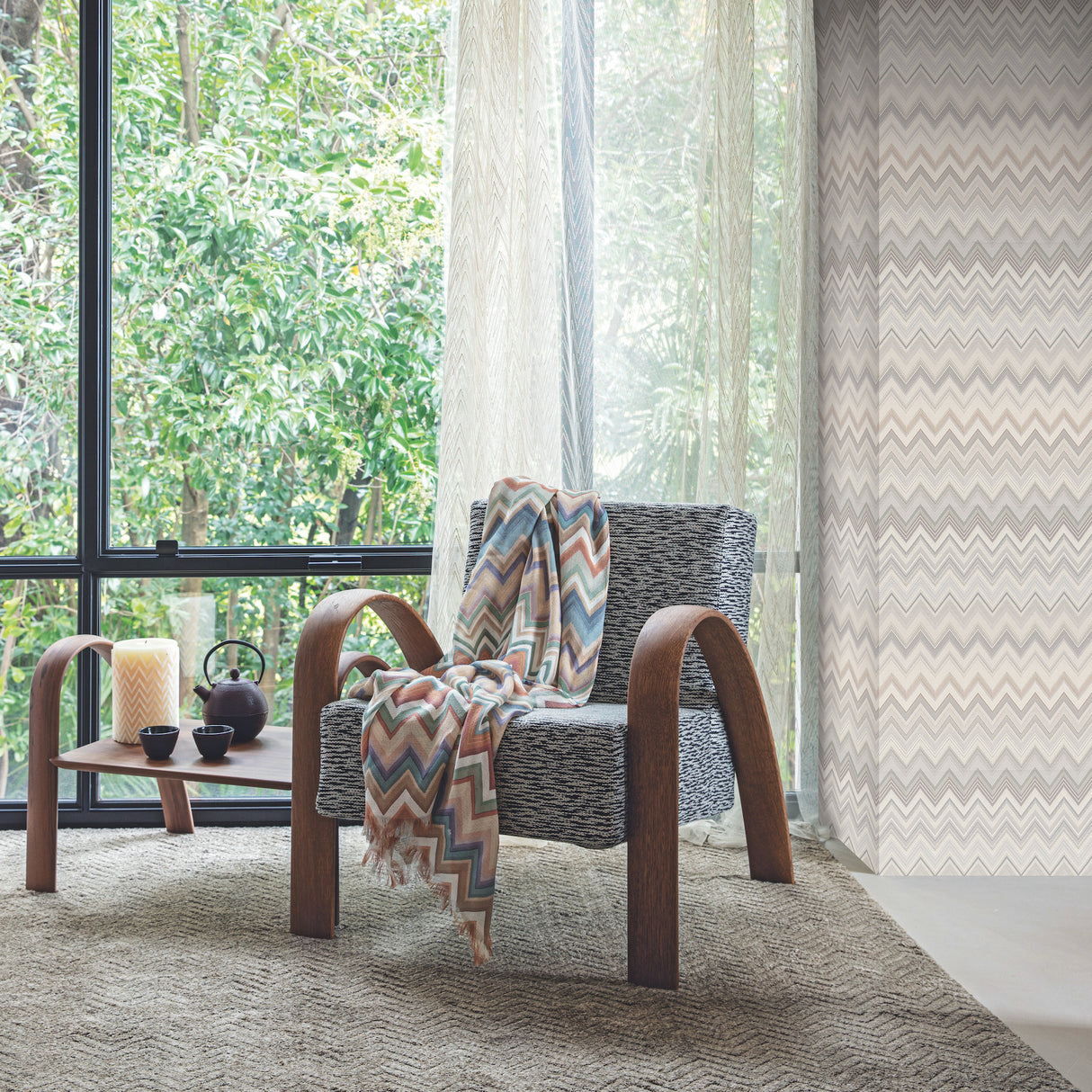 York MI10331 Happy Zigzag Grey Wallpaper