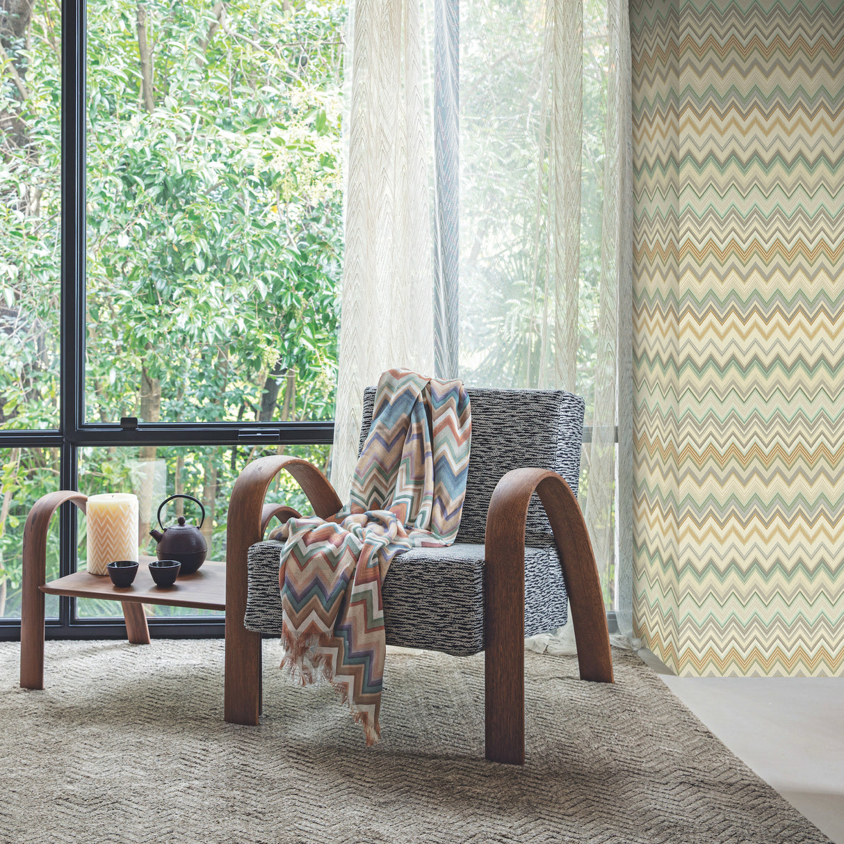 York MI10333 Happy Zigzag Green Wallpaper
