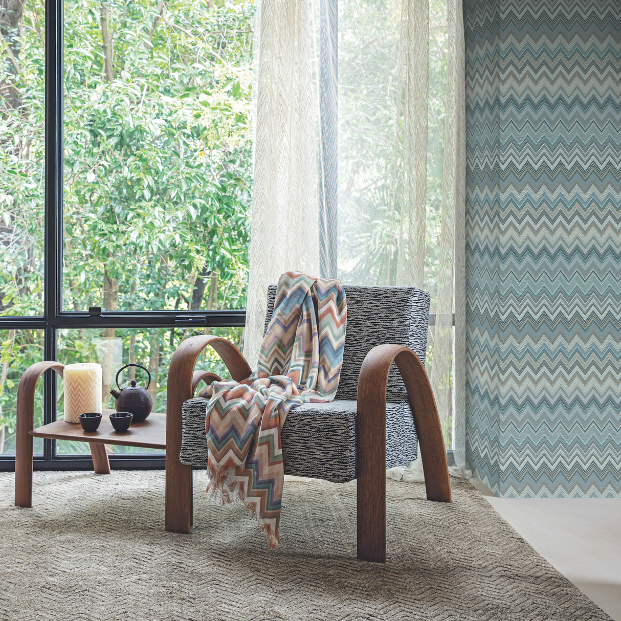 York MI10335 Happy Zigzag Blue Wallpaper