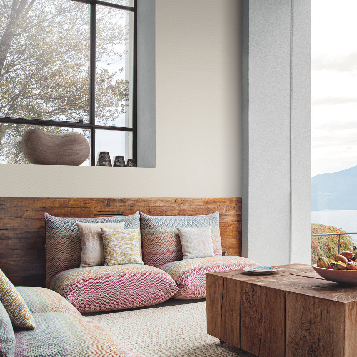 York MI10380 Macro Chevron Taupe & Cream Wallpaper