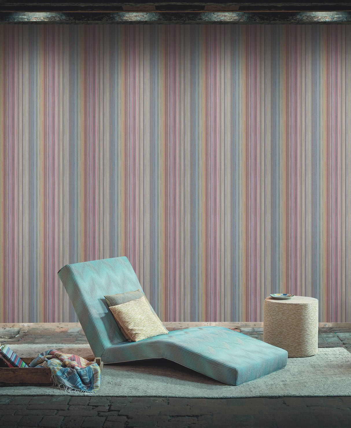 York MI10396 Striped Sunset Glitter Blue Wallpaper