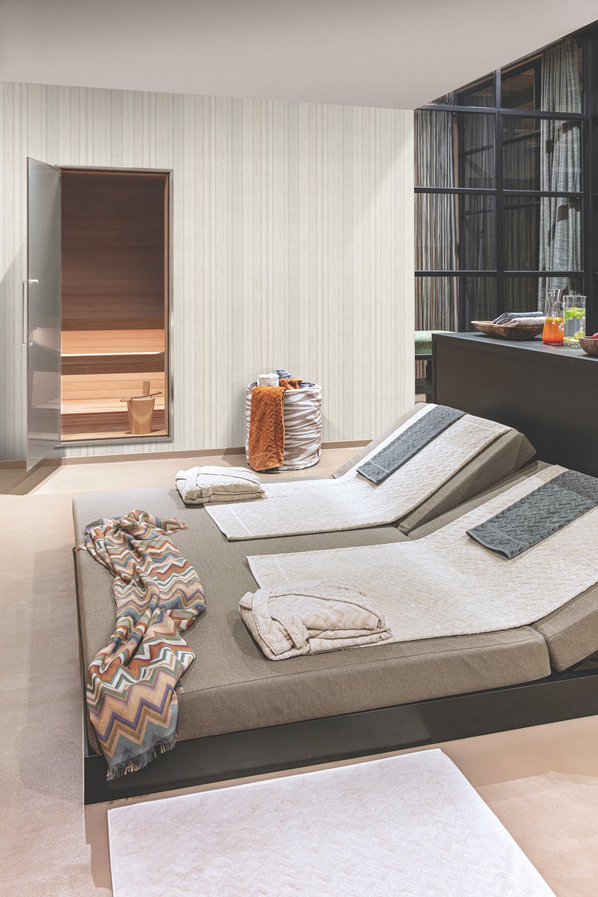 York MI10397 Striped Sunset Beige Wallpaper