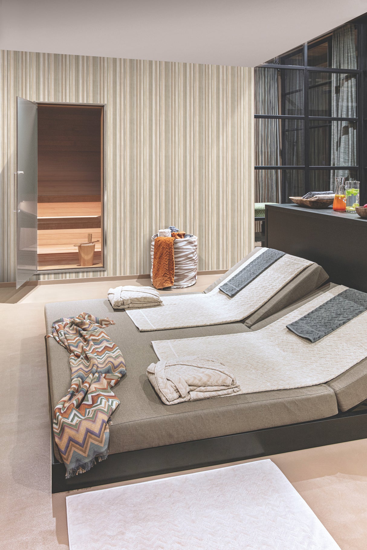 York MI10398 Striped Sunset Brown Wallpaper