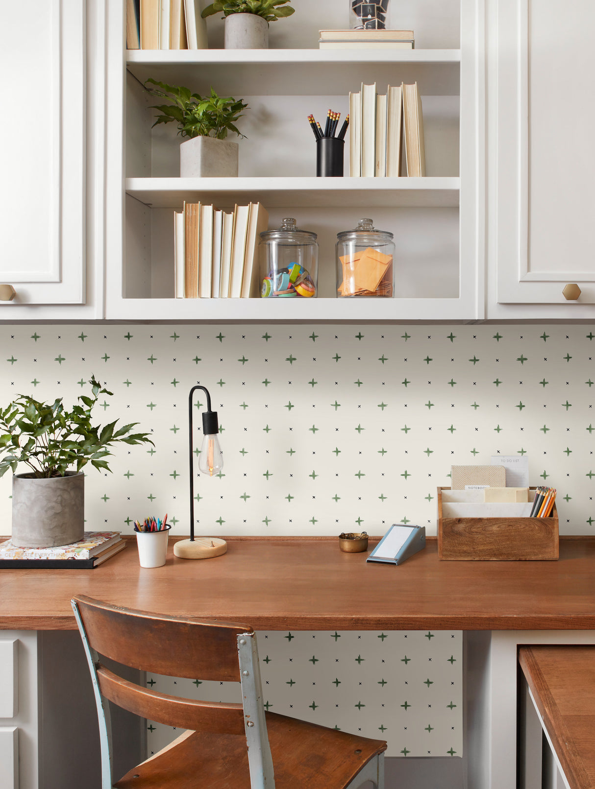 York MK1102 Cross Stitch Green Wallpaper