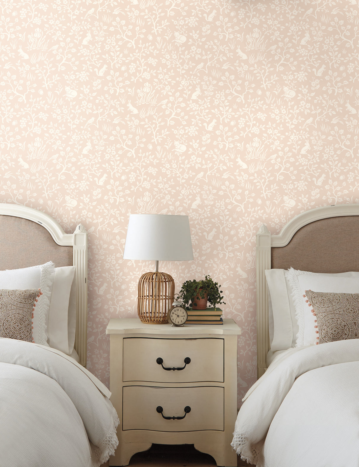 York MK1110 Fox & Hare Pink Wallpaper