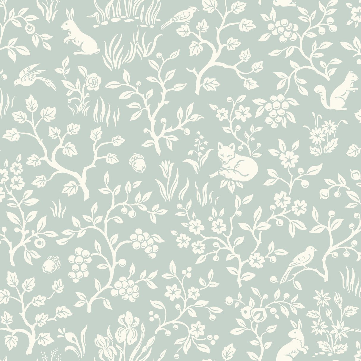 York MK1111 Fox & Hare Green Wallpaper