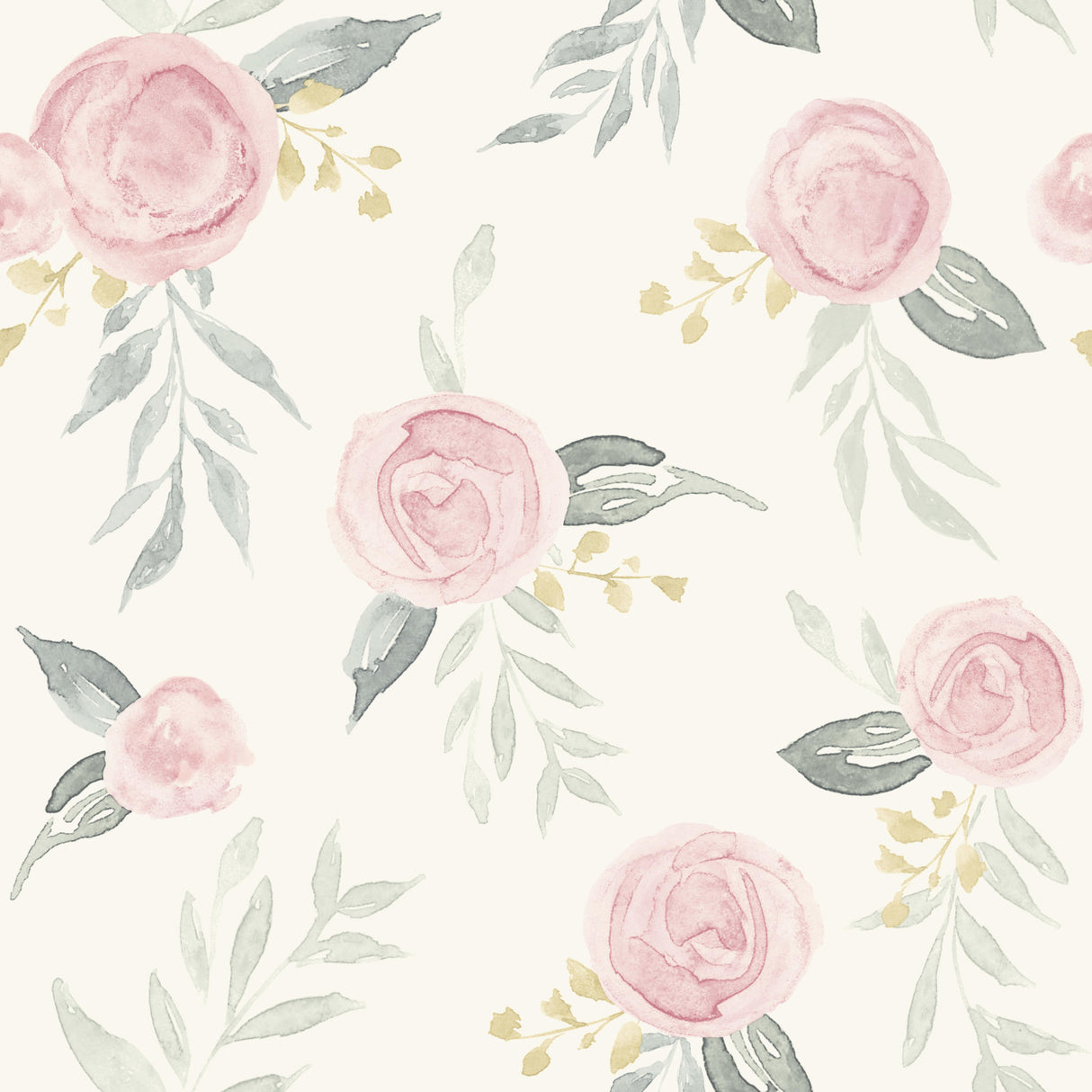 York MK1125 Watercolor Roses Pink Wallpaper
