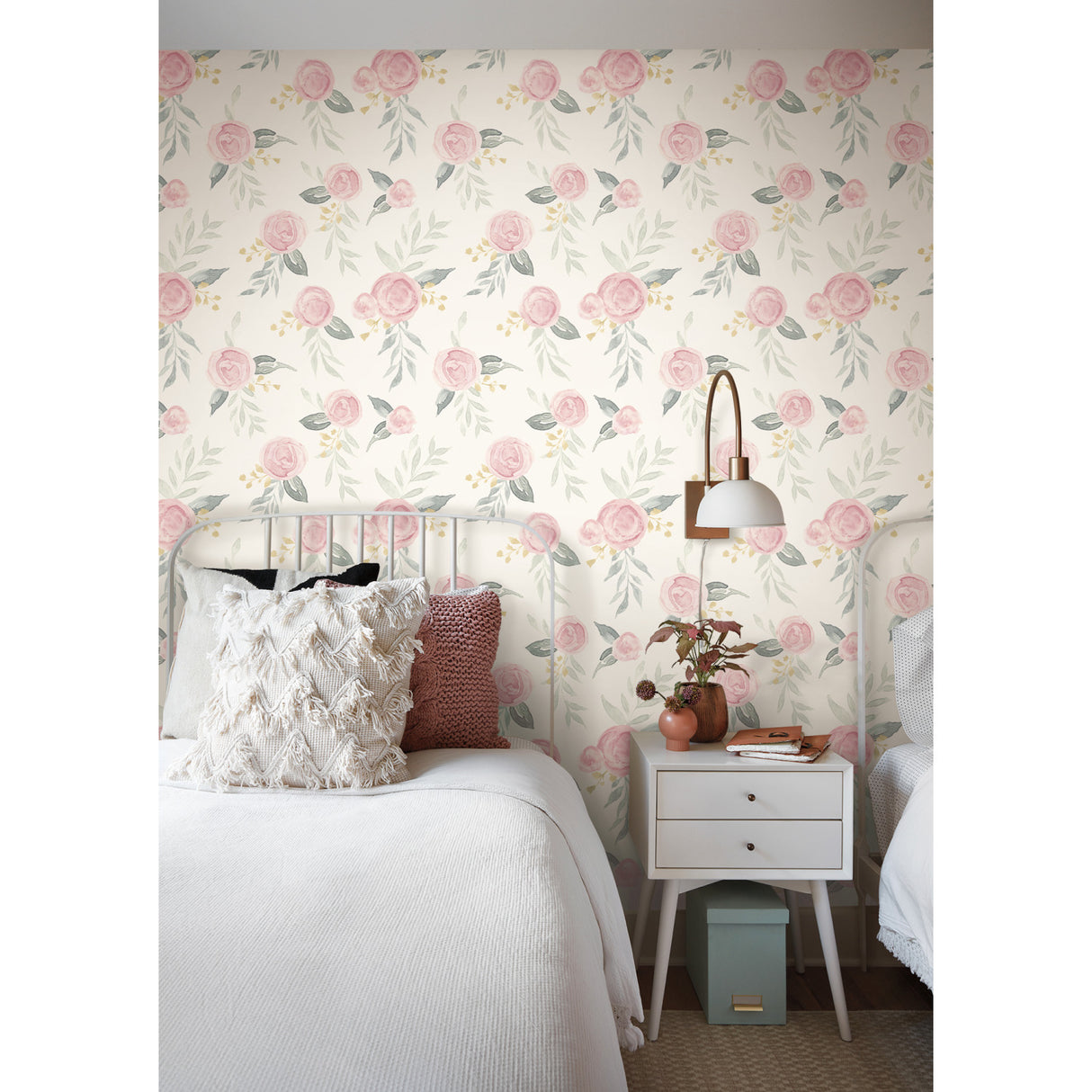 York MK1125 Watercolor Roses Pink Wallpaper