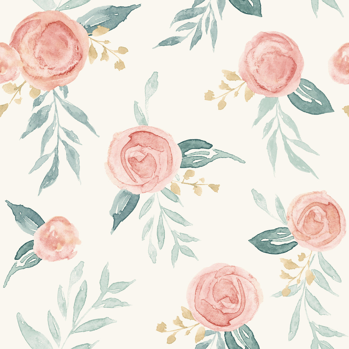 York MK1126 Watercolor Roses Red Wallpaper