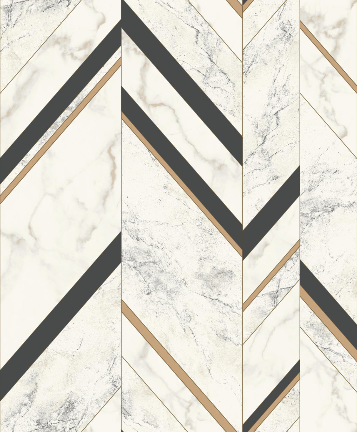 York MM1805 Marble Chevron Black & Gold Wallpaper