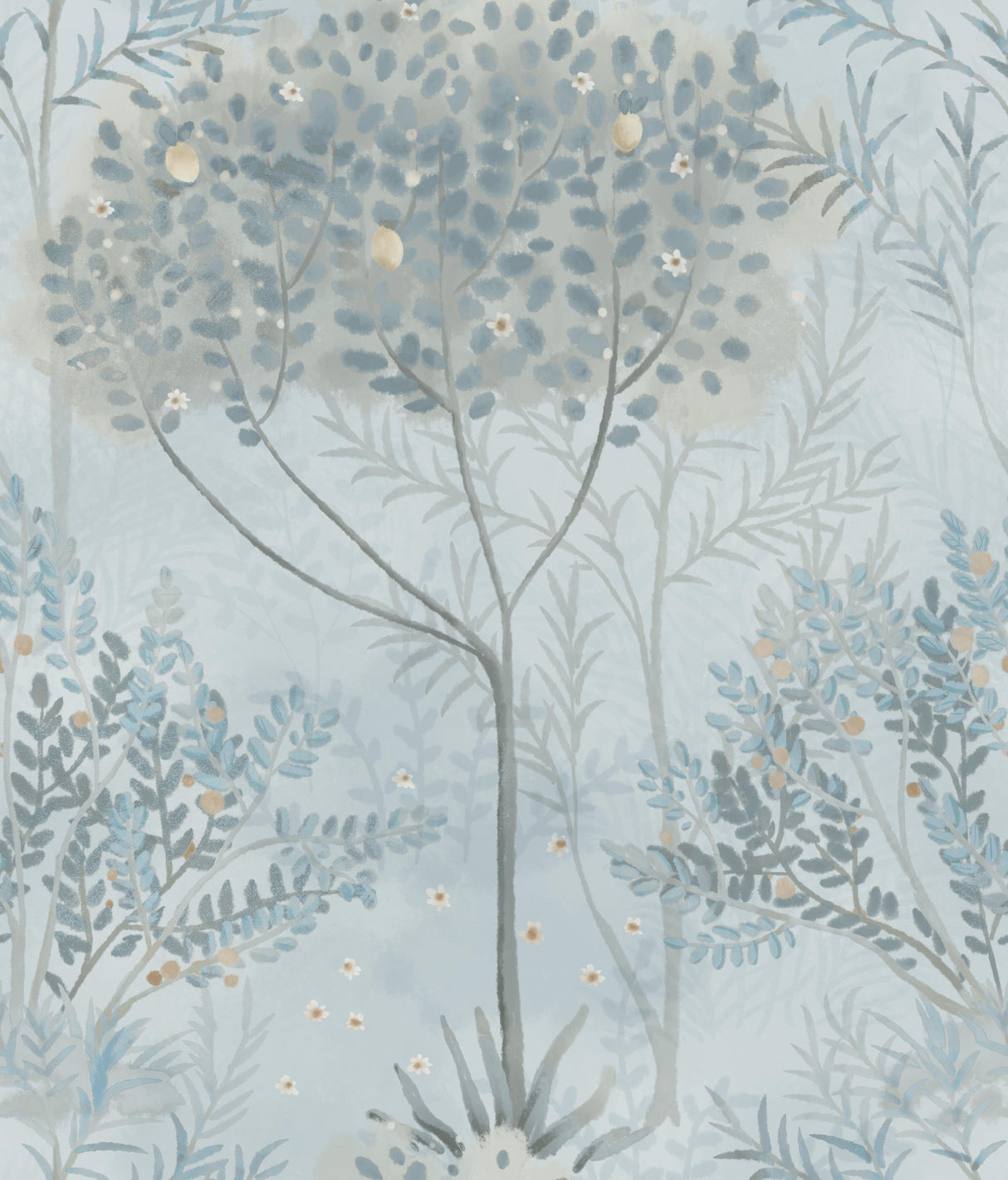 York MN1820 Orchard Blue & Grey Wallpaper