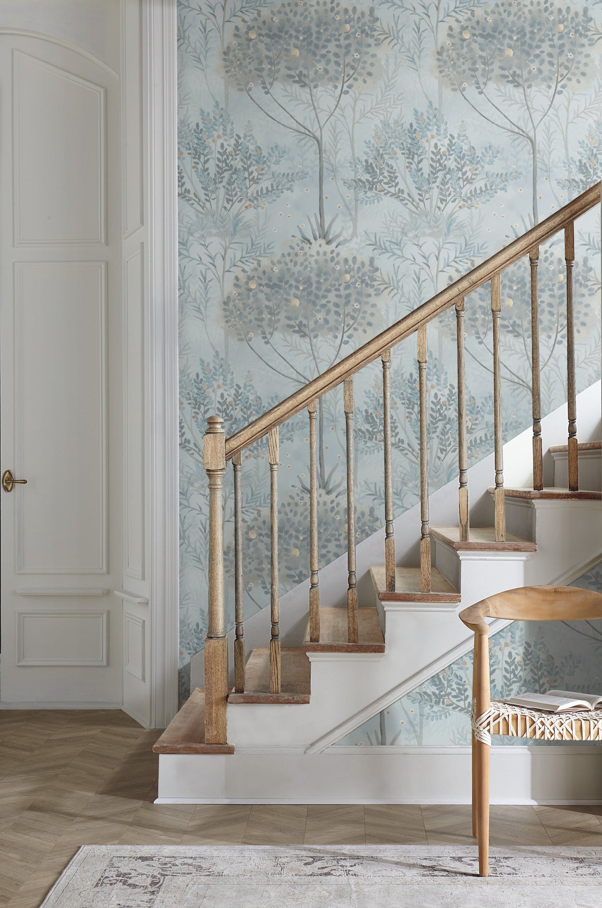 York MN1820 Orchard Blue & Grey Wallpaper