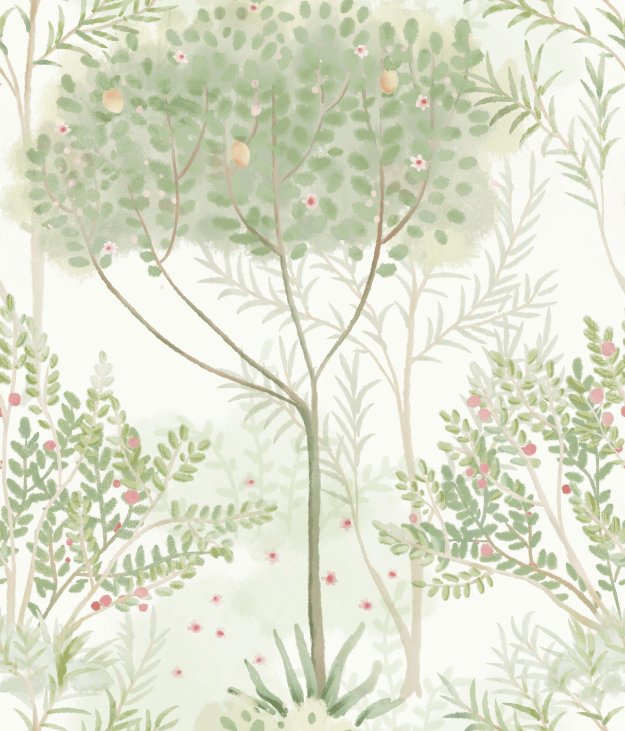 York MN1822 Orchard White & Green Wallpaper