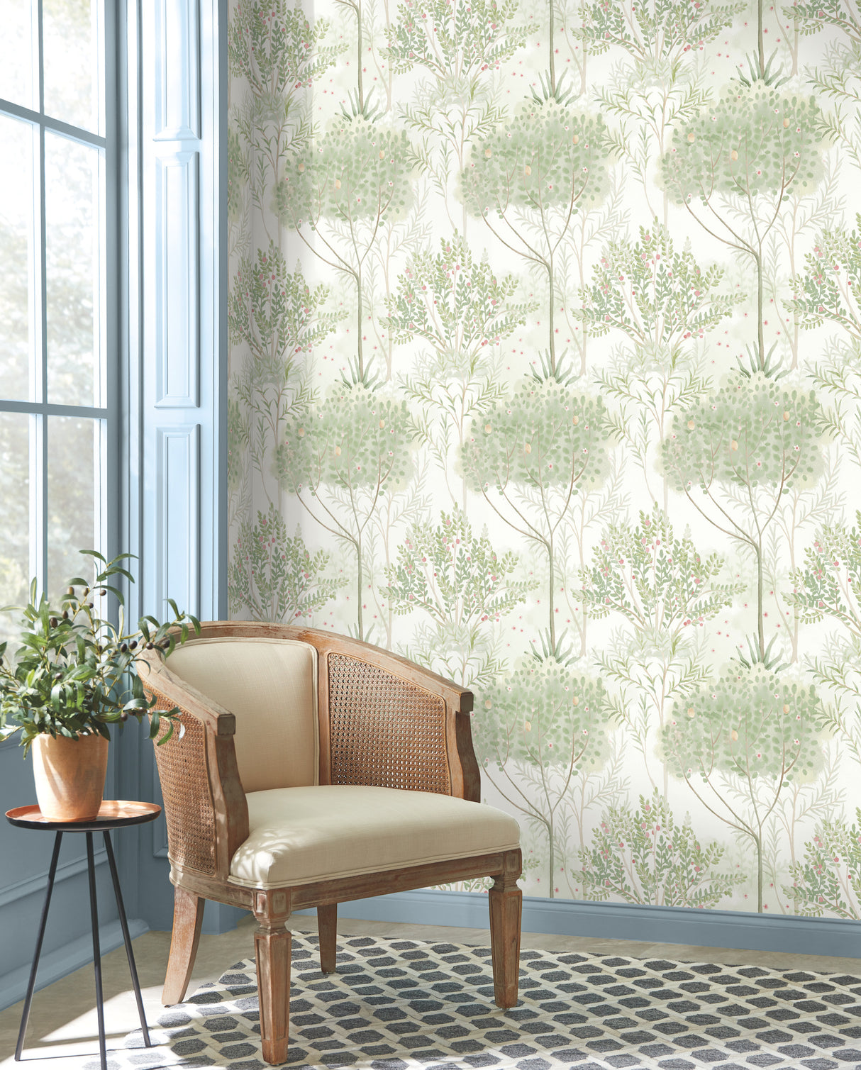 York MN1822 Orchard White & Green Wallpaper