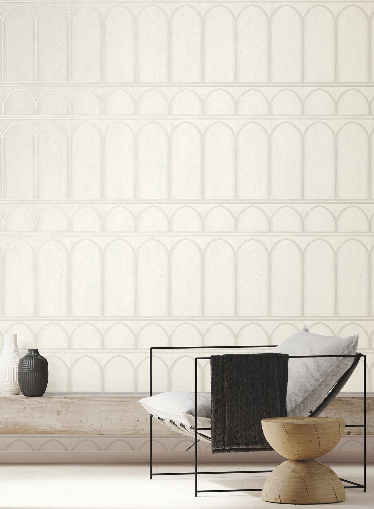 York MN1830 Arches White & Pearl Wallpaper