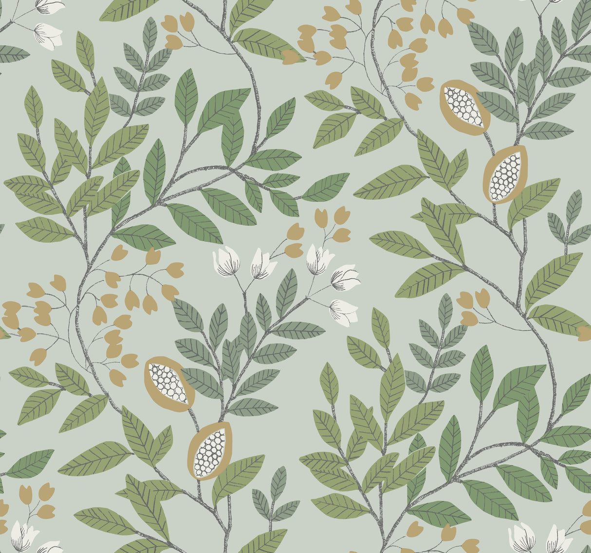 York MN1840 Eden Retreat Green & Gold Wallpaper
