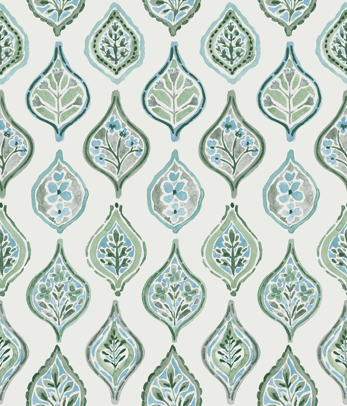 York MN1851 Marketplace Motif Pale Grey & Green Wallpaper