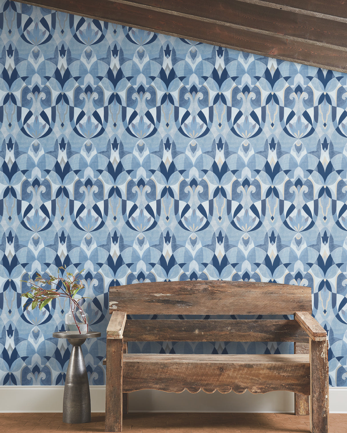 York MN1920 Malta Blue & Silver Wallpaper