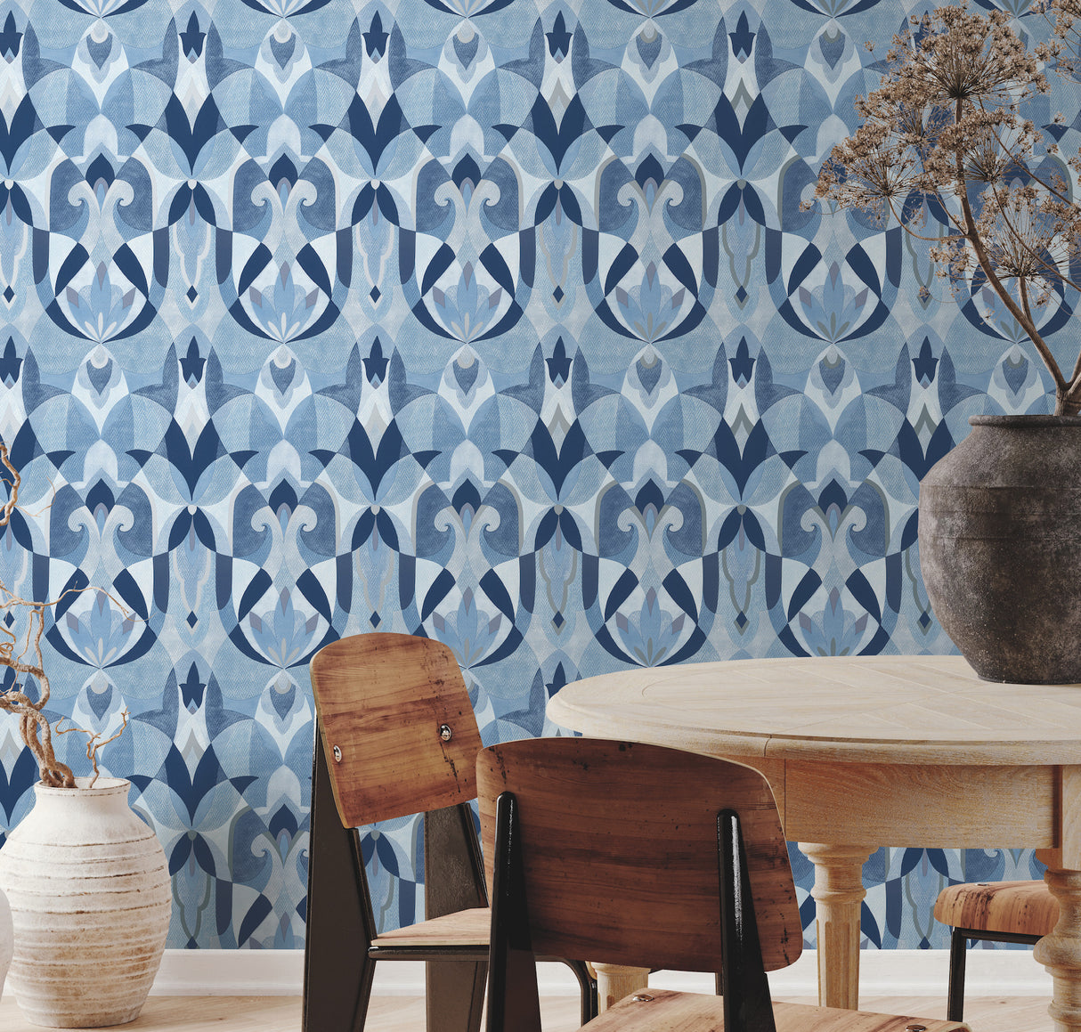 York MN1920 Malta Blue & Silver Wallpaper