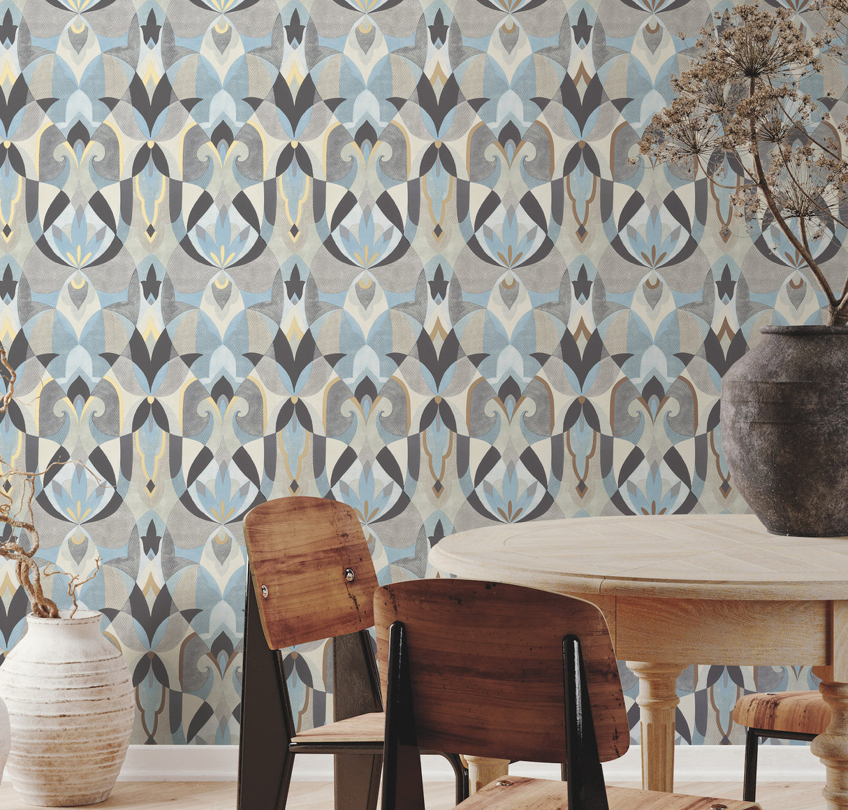 York MN1921 Malta Neutal & Blue Wallpaper