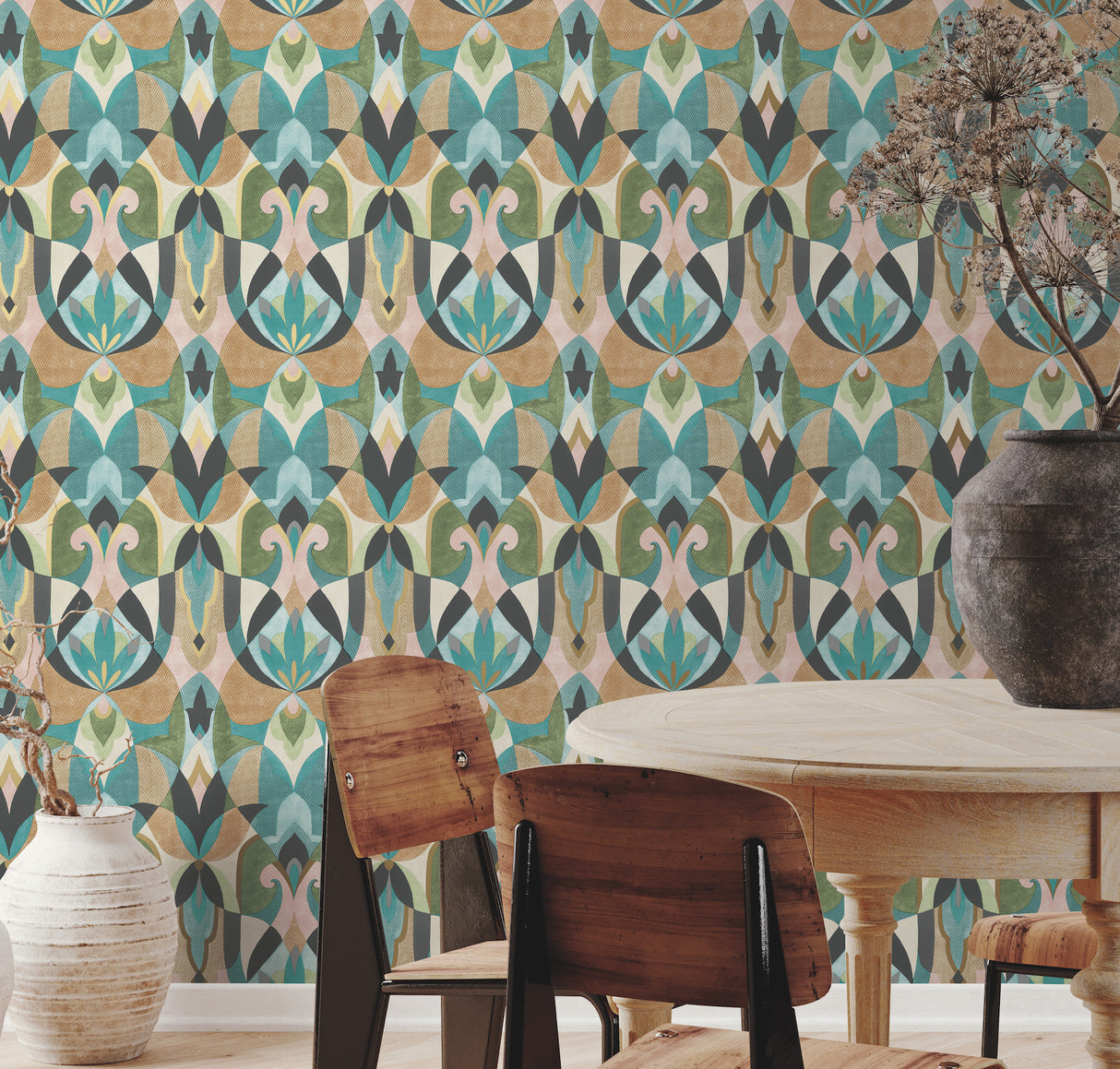 York MN1923 Malta Teal & Gold Wallpaper