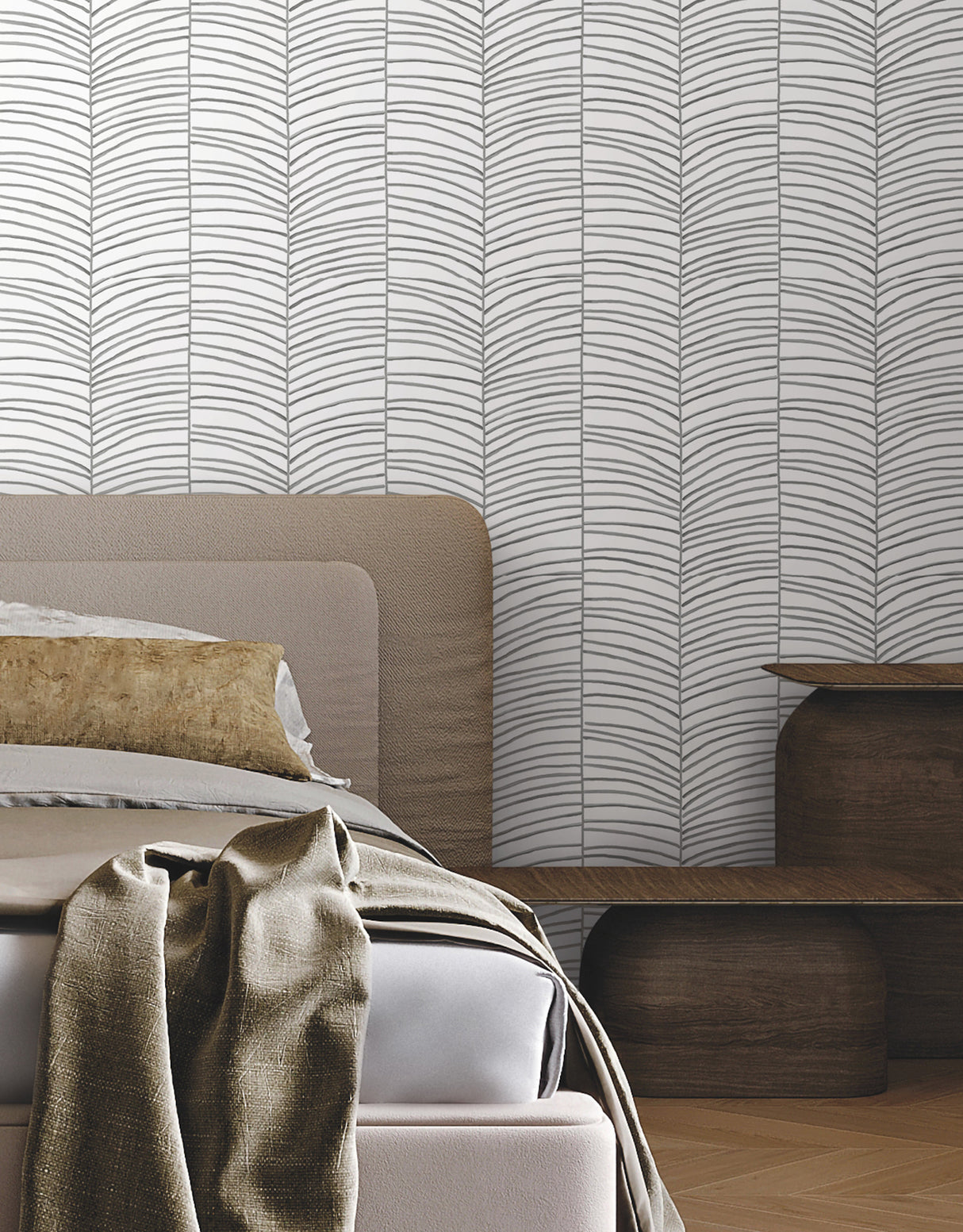 York MT5673 Cascade Palm Chevron Onyx Wallpaper - Eade's Wallpaper