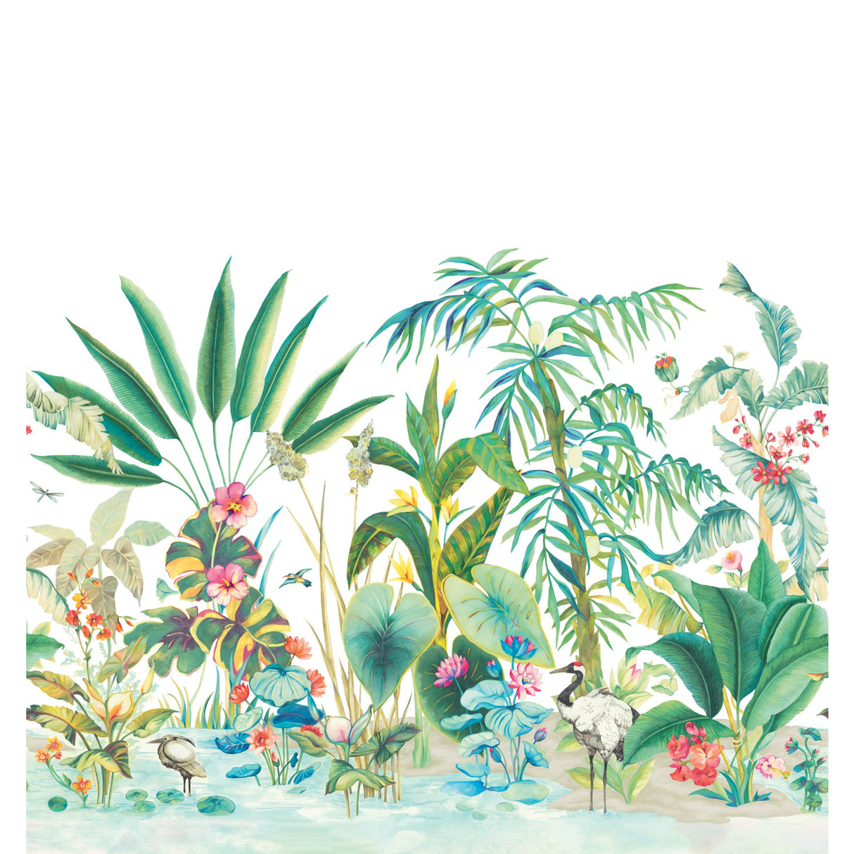 York MU0254M Tropical Panoramic White Wall Mural