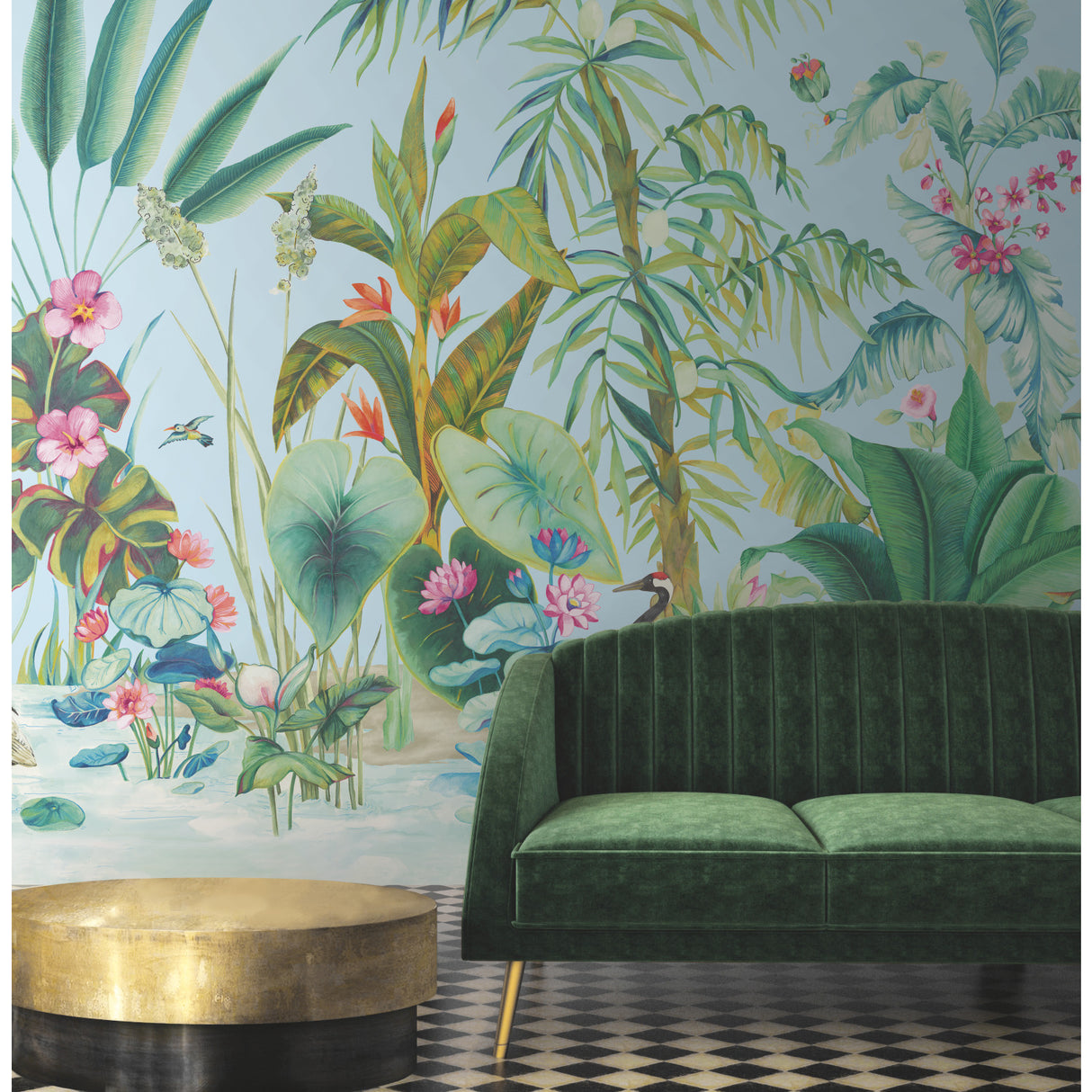 York MU0255M Tropical Panoramic Blue Wall Mural
