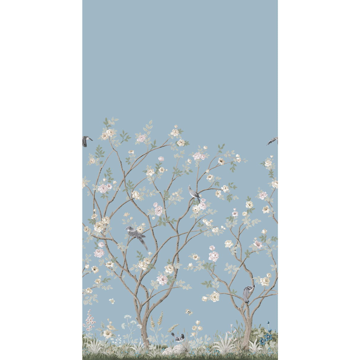 York MU0314M Lingering Garden Light Blue Wall Mural