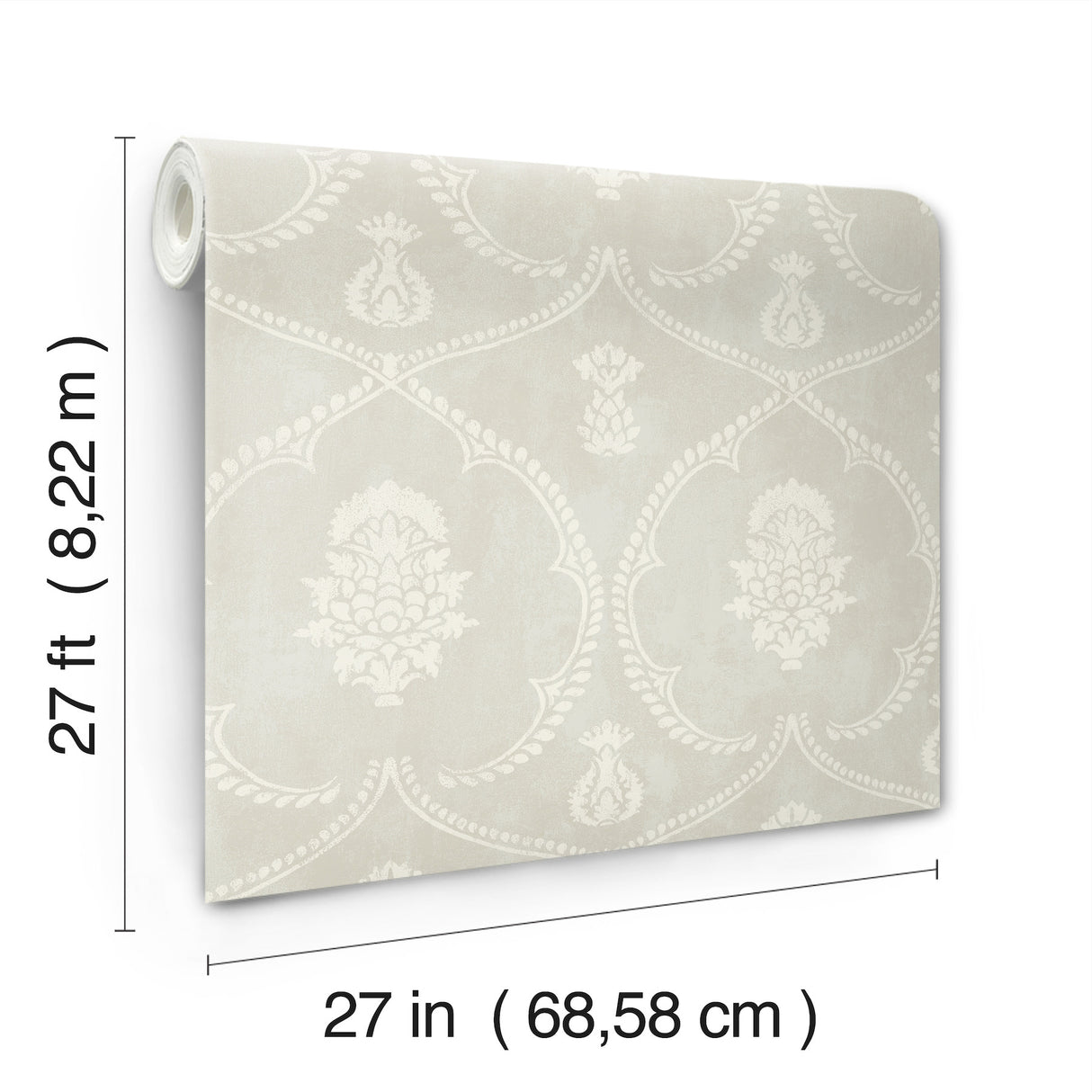 Ronald Redding MX9642 Royal Damask Soft Grey Wallpaper - Eade's Wallpaper