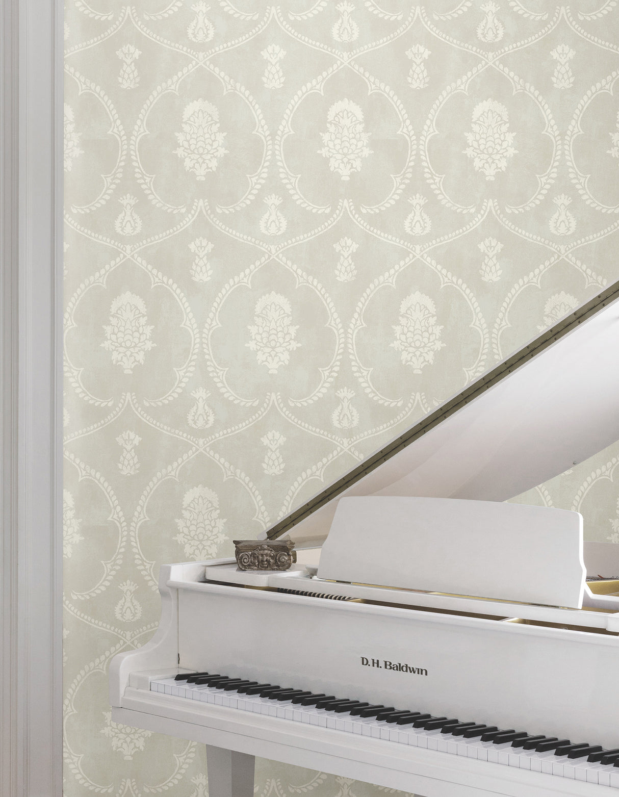 Ronald Redding MX9642 Royal Damask Soft Grey Wallpaper - Eade's Wallpaper