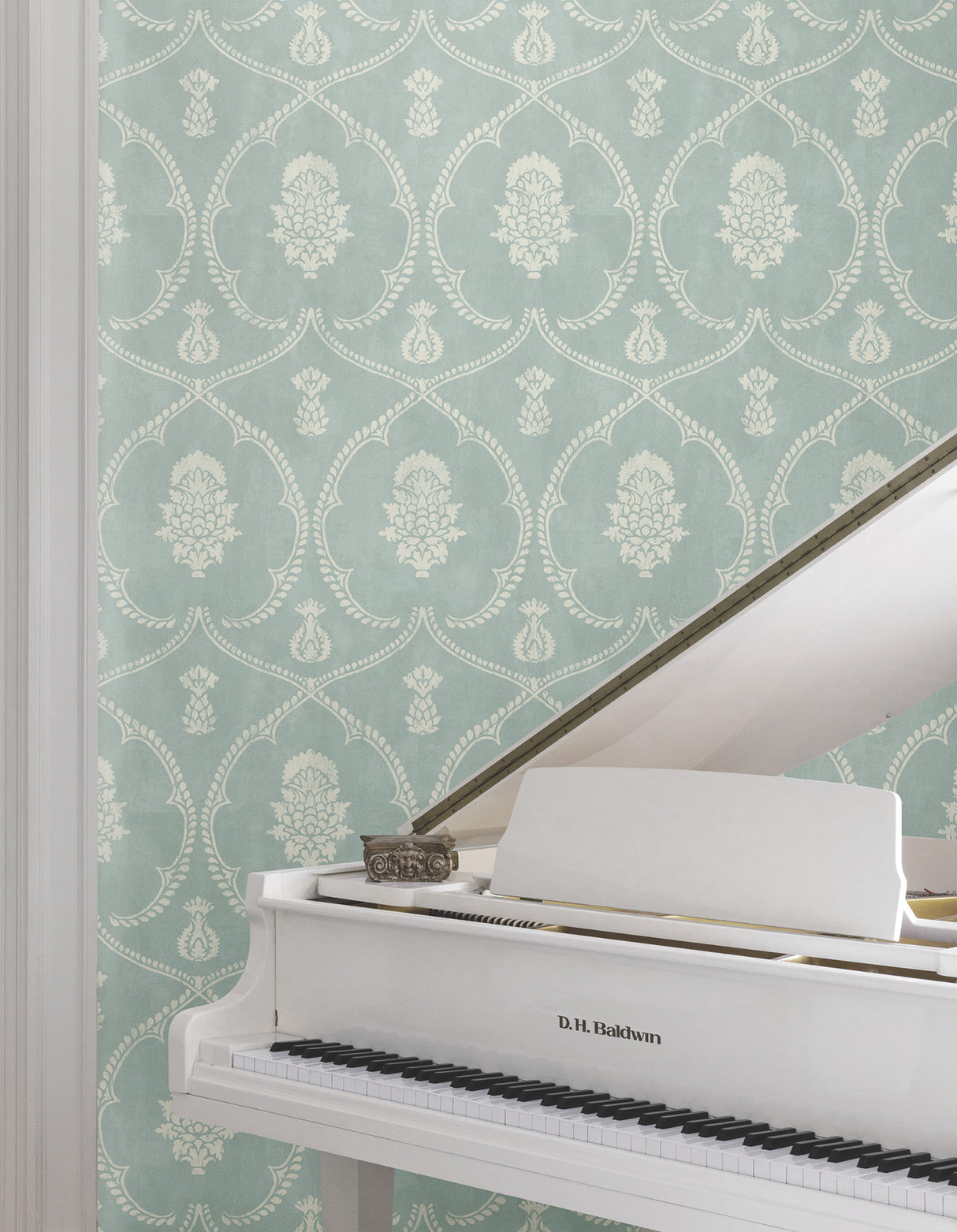Ronald Redding MX9645 Royal Damask Jade Wallpaper - Eade's Wallpaper