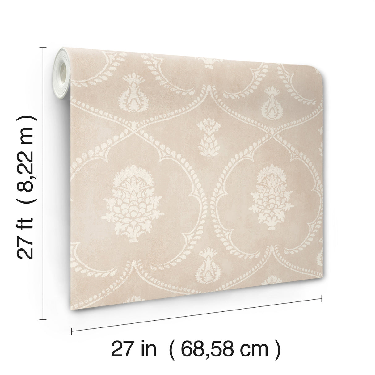 Ronald Redding MX9646 Royal Damask Blush Wallpaper - Eade's Wallpaper