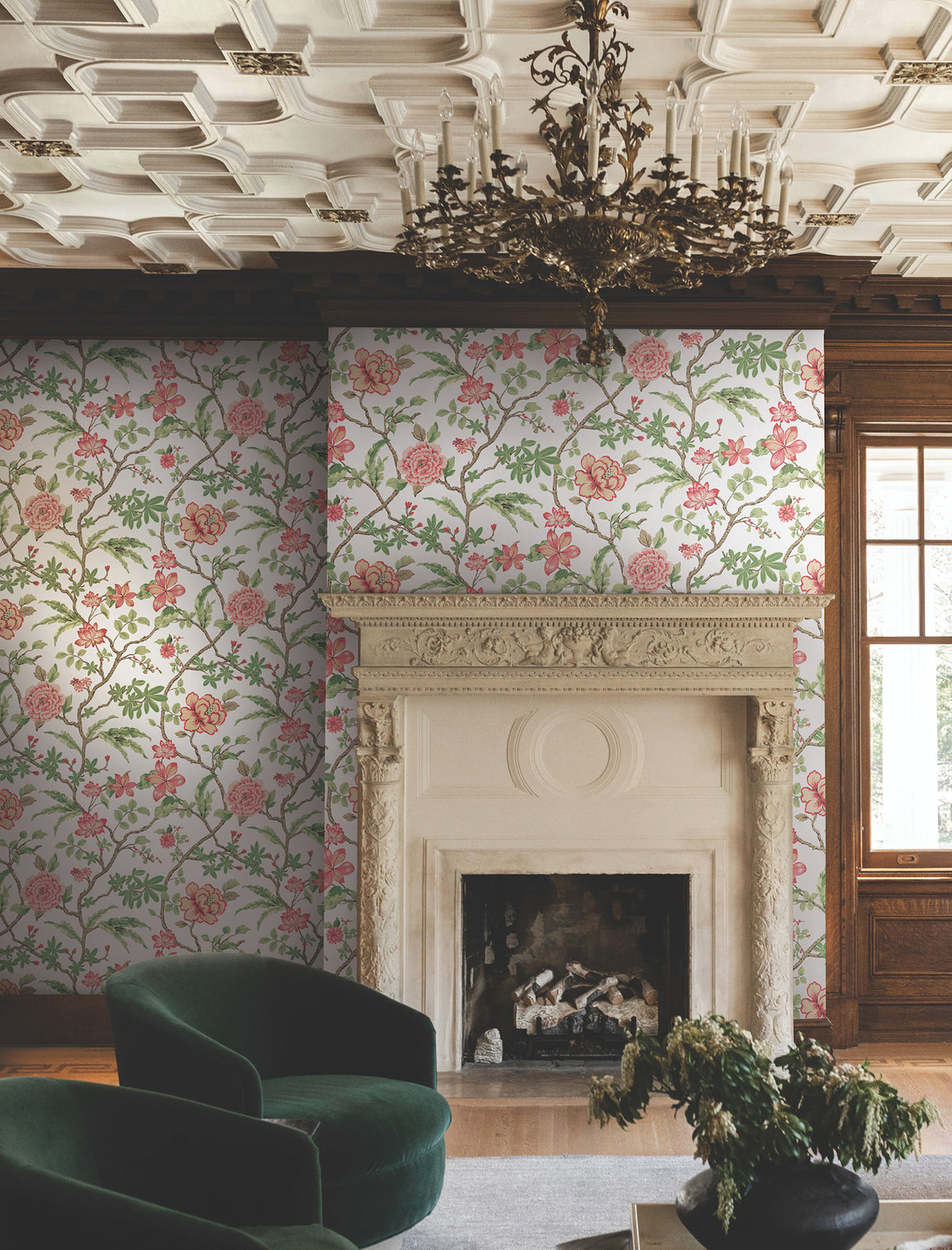 Ronald Redding MX9651 Courtyard Botanical Rose Wallpaper - Eade's Wallpaper