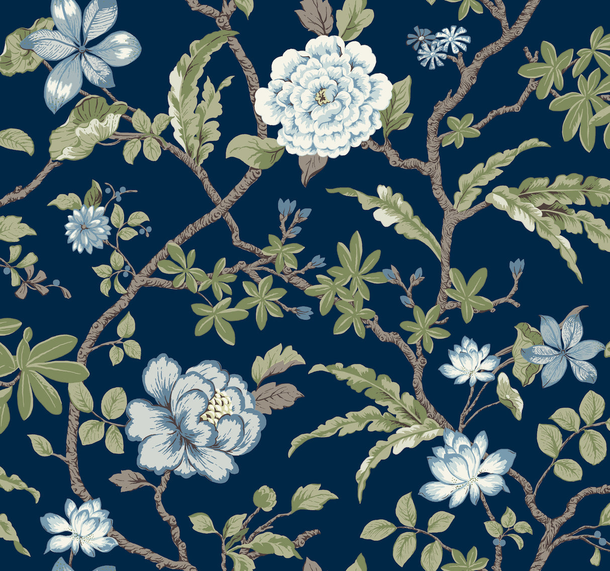 Ronald Redding MX9652 Courtyard Botanical Navy Wallpaper - Eade's Wallpaper