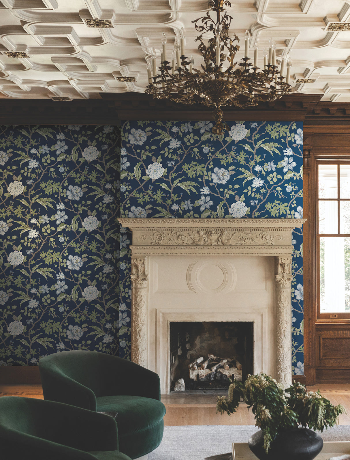Ronald Redding MX9652 Courtyard Botanical Navy Wallpaper - Eade's Wallpaper