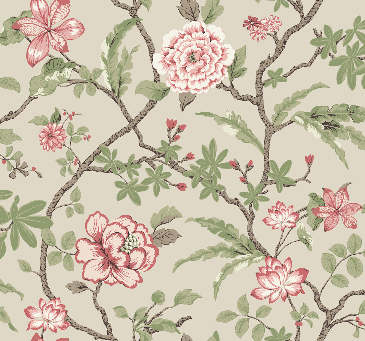 Ronald Redding MX9653 Courtyard Botanical Pink Wallpaper - Eade's Wallpaper