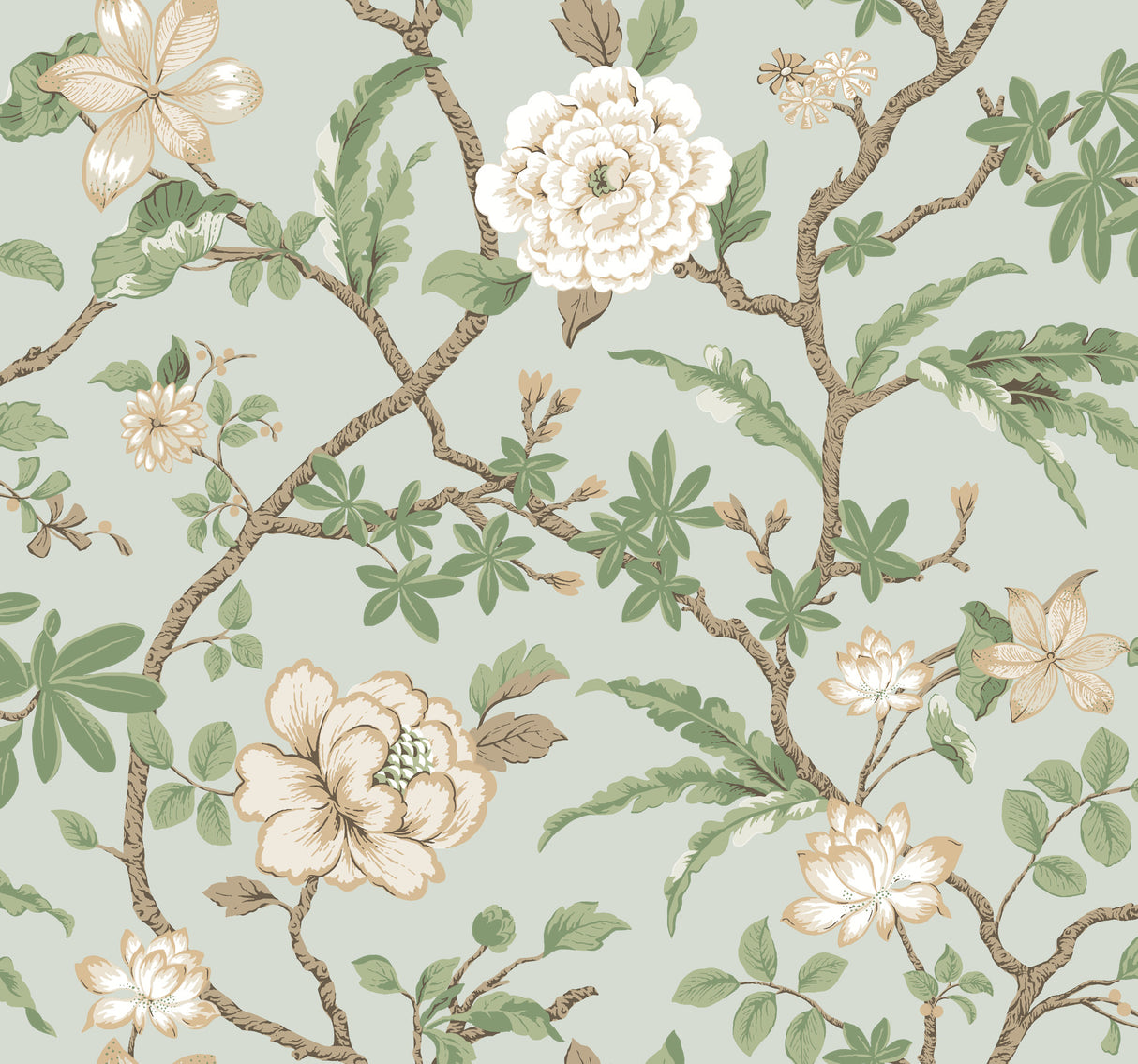 Ronald Redding MX9654 Courtyard Botanical Pale Blue Wallpaper - Eade's Wallpaper