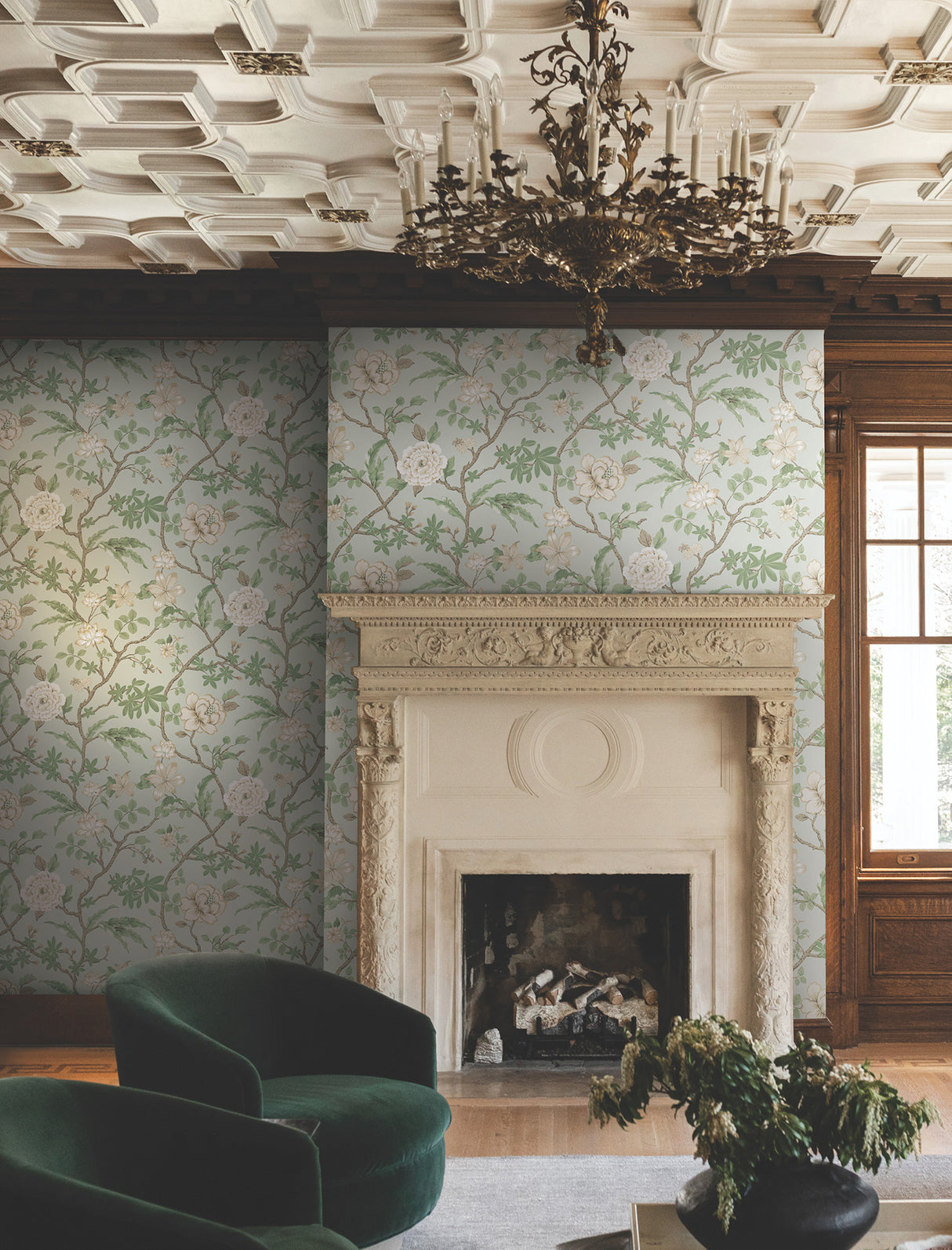 Ronald Redding MX9654 Courtyard Botanical Pale Blue Wallpaper - Eade's Wallpaper
