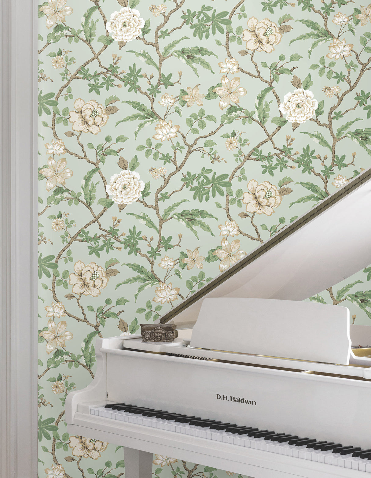 Ronald Redding MX9654 Courtyard Botanical Pale Blue Wallpaper - Eade's Wallpaper