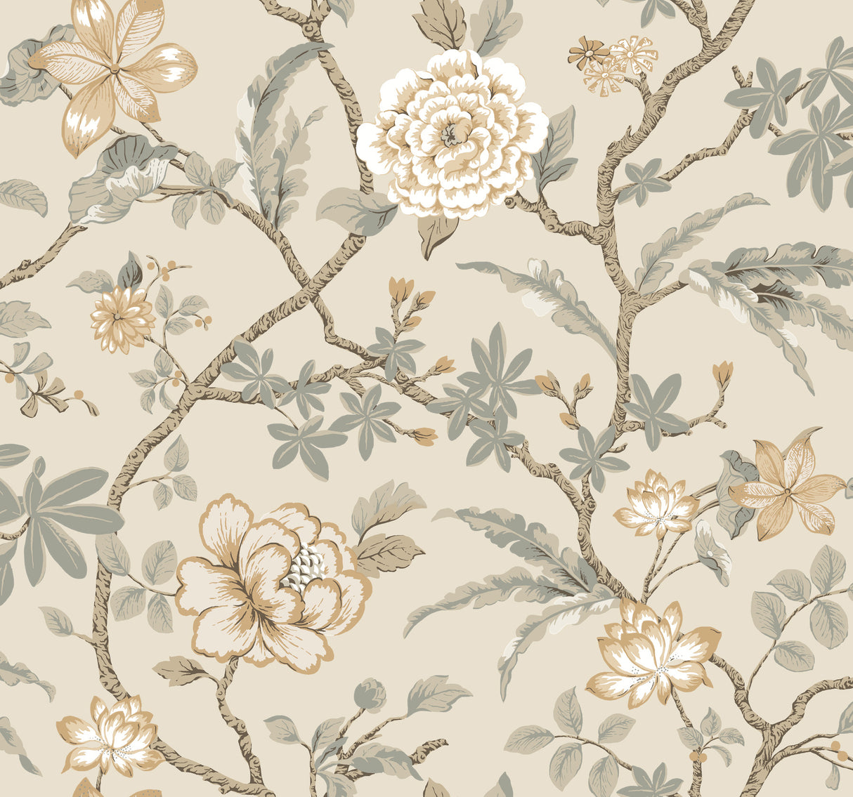 Ronald Redding MX9655 Courtyard Botanical Neutral Wallpaper - Eade's Wallpaper