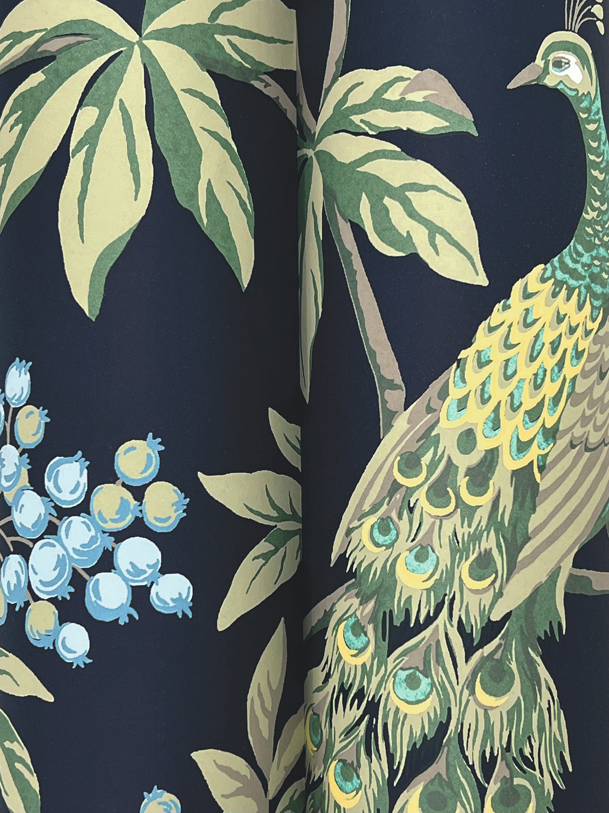 Ronald Redding MX9661 Peacock Estate Navy Wallpaper - Eade's Wallpaper