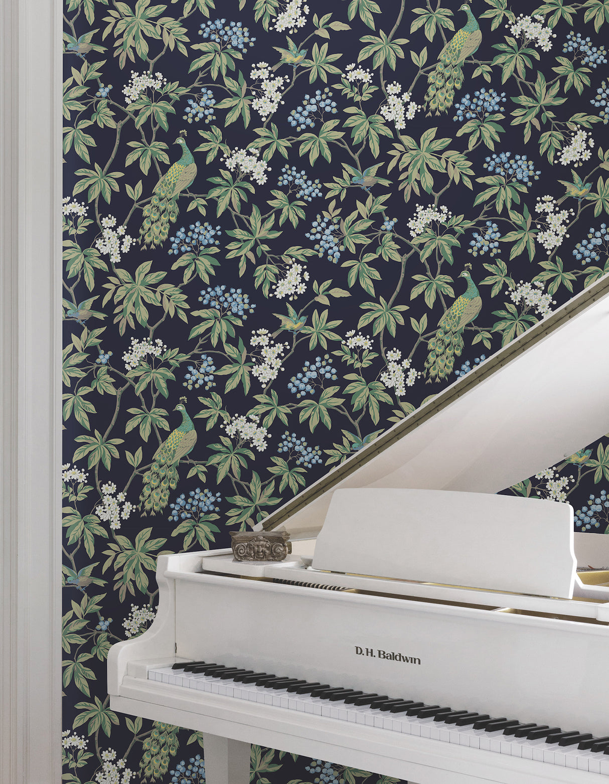 Ronald Redding MX9661 Peacock Estate Navy Wallpaper - Eade's Wallpaper