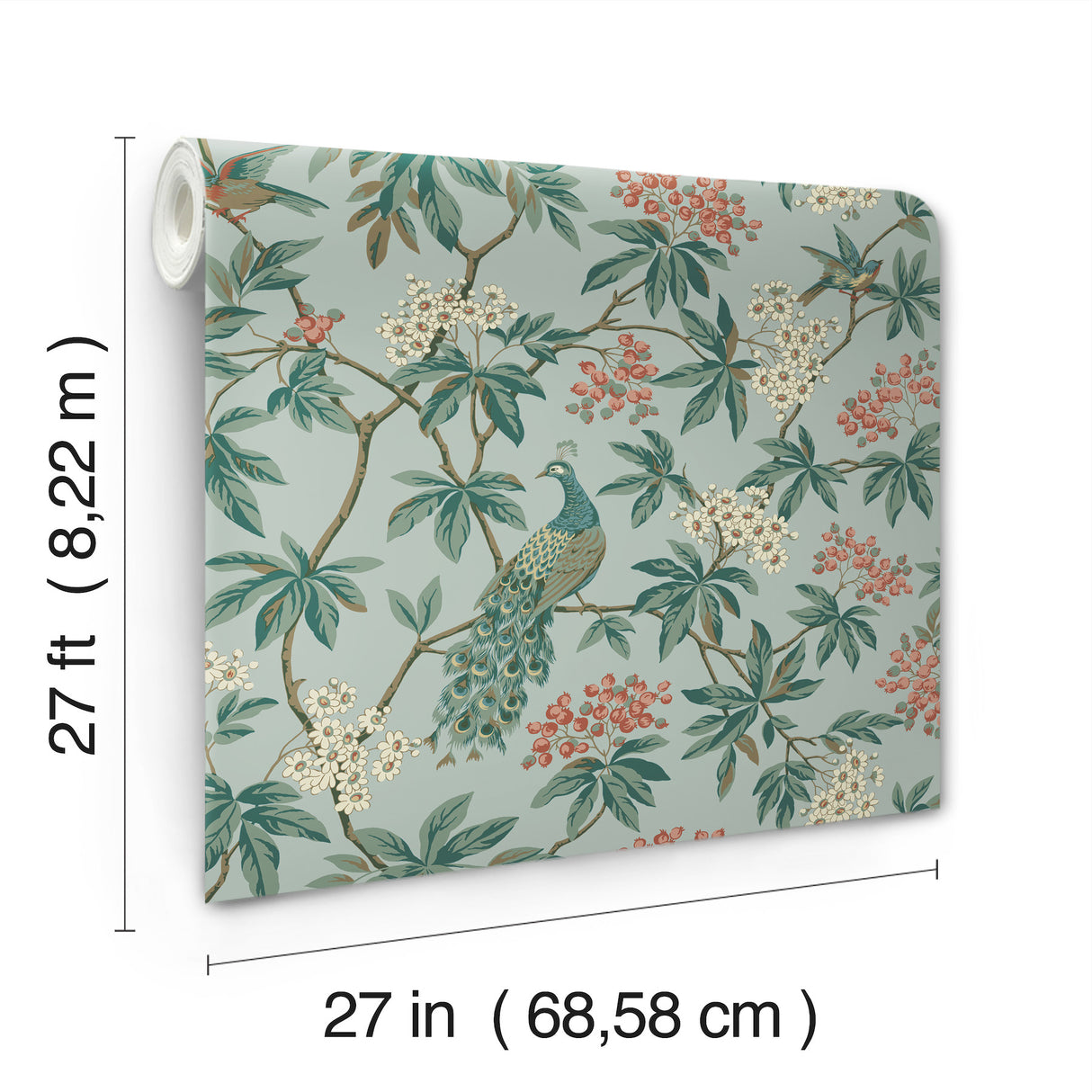 Ronald Redding MX9663 Peacock Estate Blue Wallpaper - Eade's Wallpaper